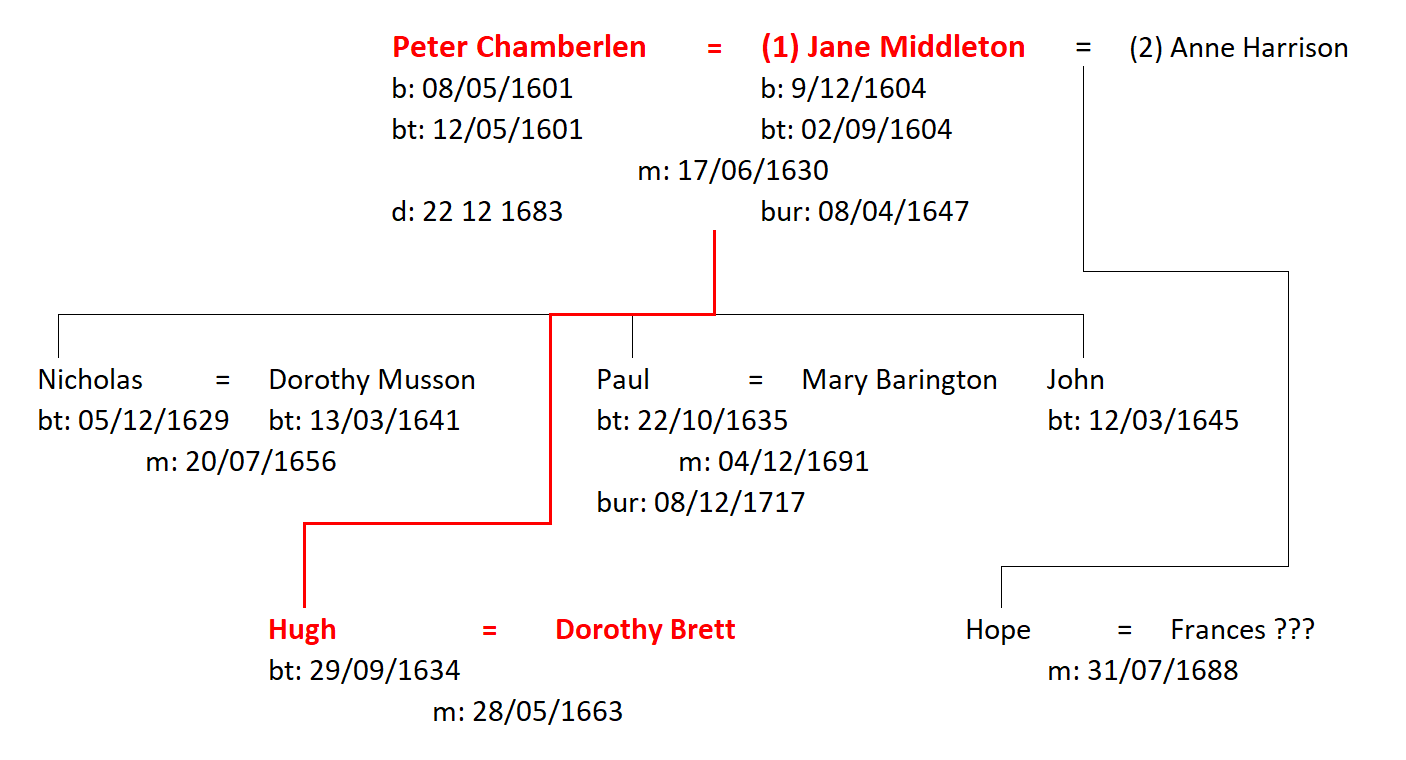 Figure 4: The Family of Peter Chamberlen including the children who survived to adulthood