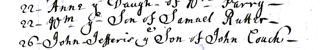 Figure 2: Baptism Register Entry for John Jefferis Couch