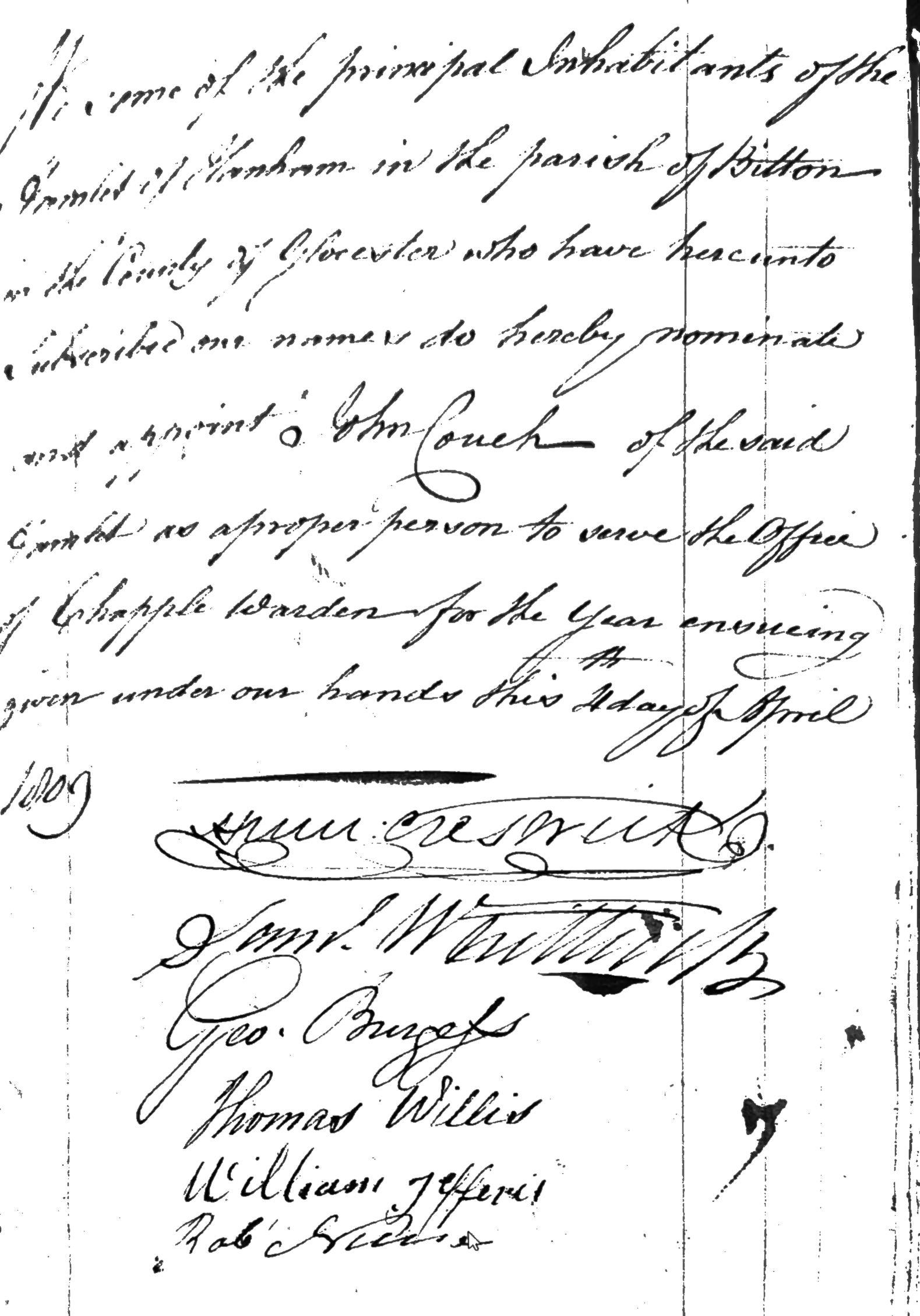 Figure 3: Extract from the Churchwarden’s Accounts for Hanham Abbots - 1809