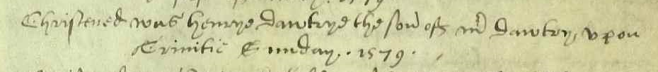 Figure 1: Baptism Register entry for Henry Dawtrey