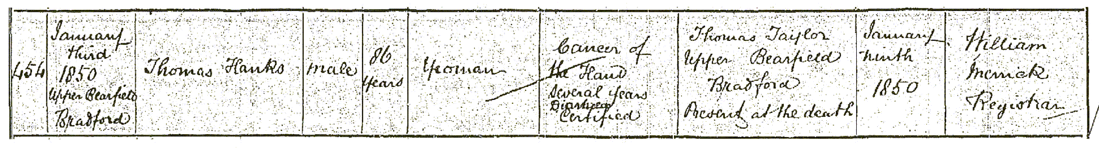 Figure 5: Death Certificate for Thomas Hanks