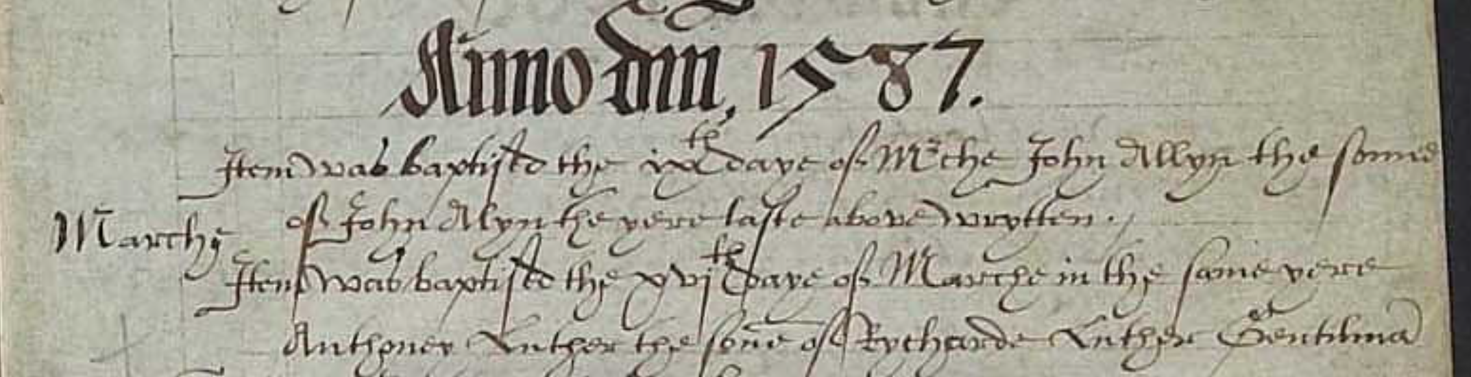 Figure 1: Baptism Register entry for Anthony Luther