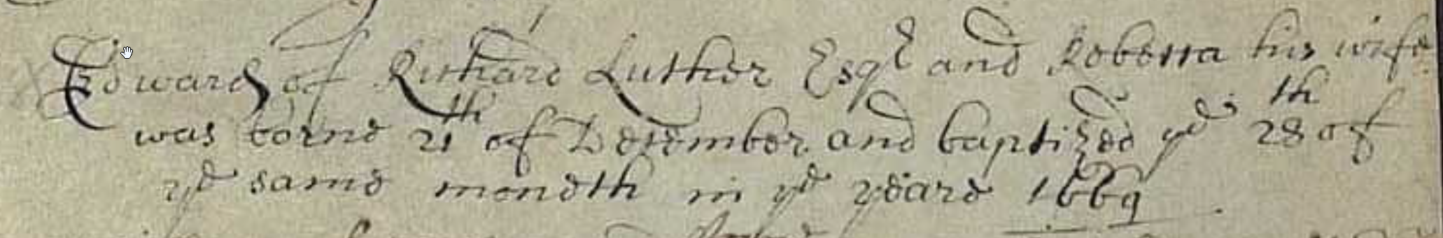 Figure 1: Baptism Record for Edward Luther