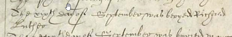 Figure 2: Burial Register Entry for Richard Luther