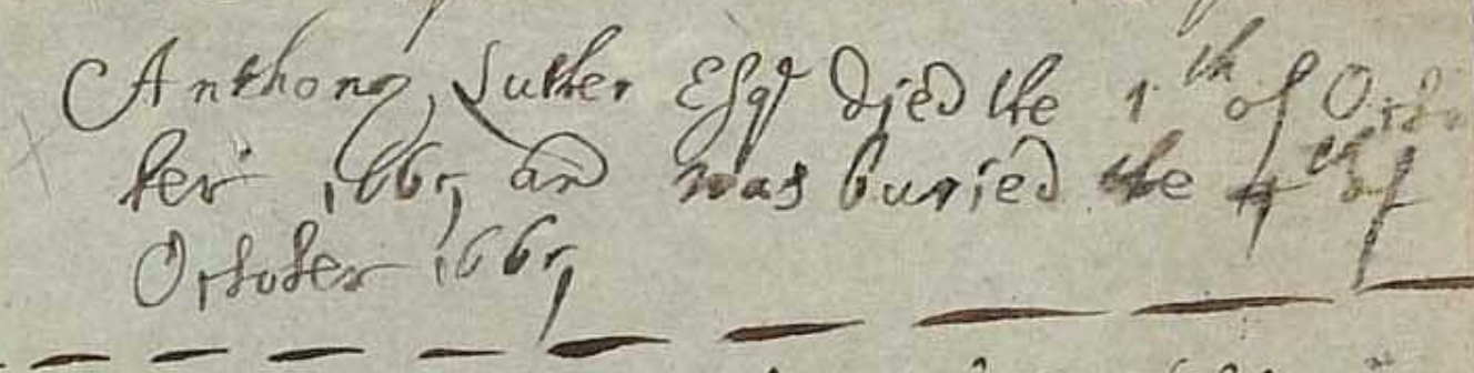 Figure 4: Burial Register Entry for Anthony Luther