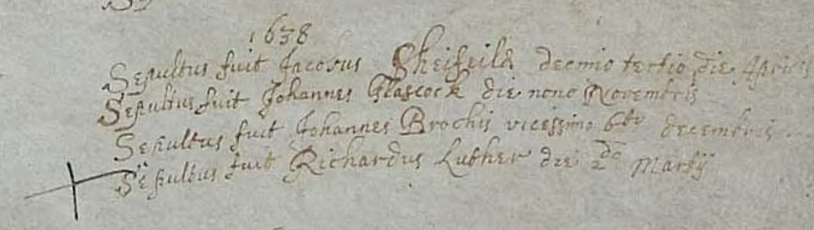 Figure 4: Burial Register entry for Richard Luther
