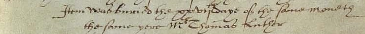 Figure 2: Burial Register Entry for Thomas Luther
