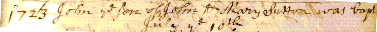 Figure 1: Baptism Register Entry for John Sutton