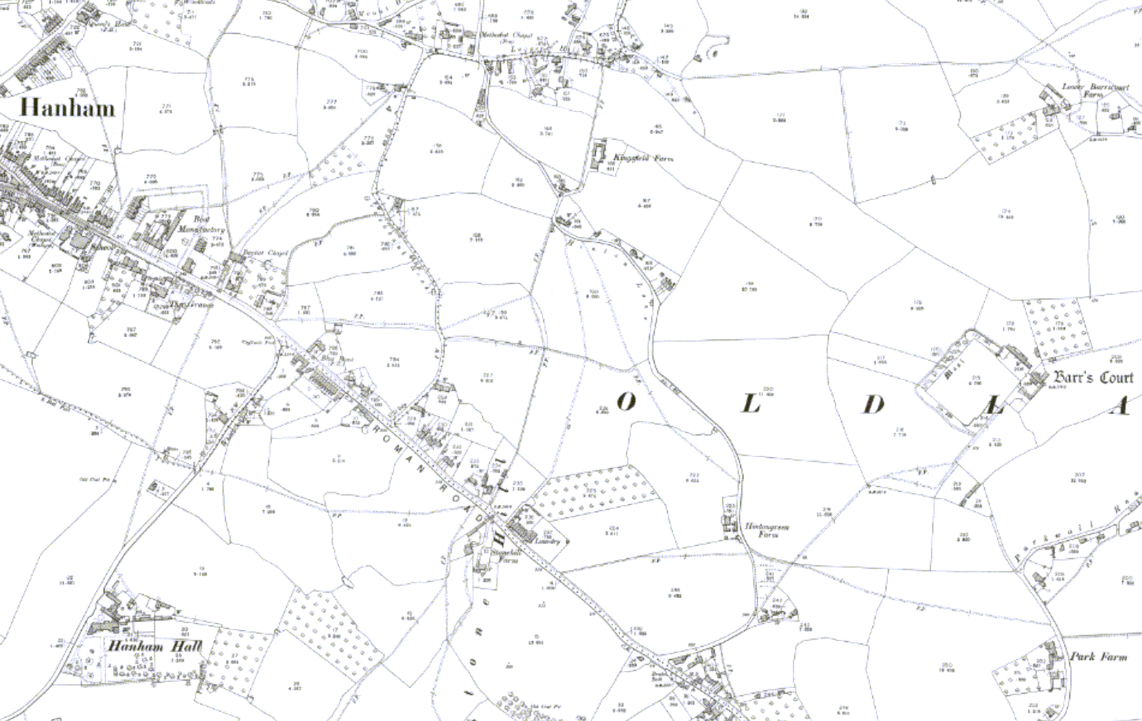 Figure 2: Map of part of Oldland showing Barr’s Court - c1902