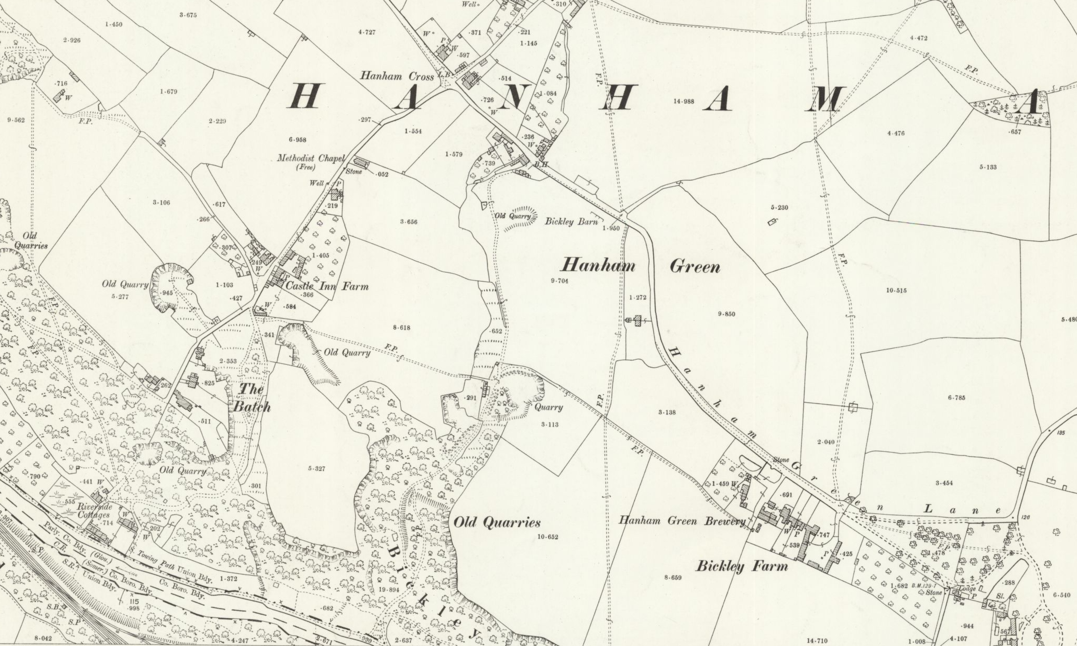 Figure 2: 1902 Map of Hanham Green showing Castle Inn Farm and the Batch
