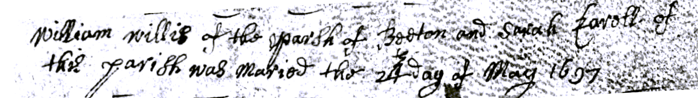Figure 1: Marriage Register Entry for William Willis and Sarah Carrol