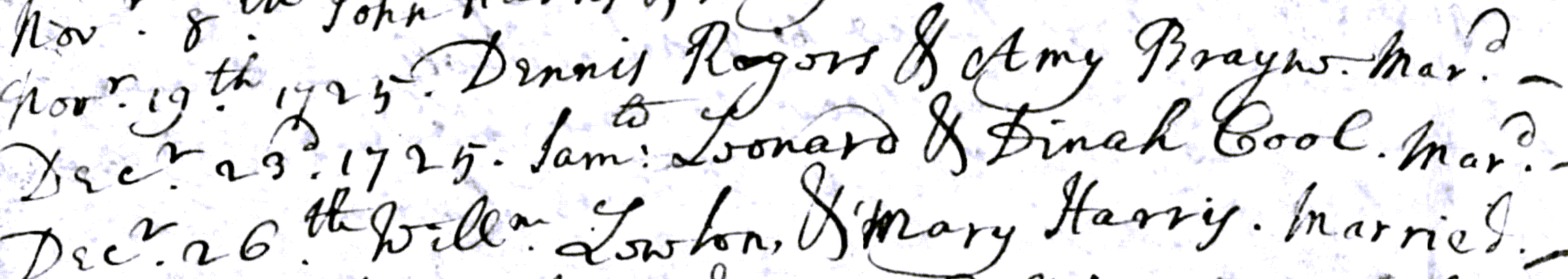 Figure 1: Marriage Register Entry for Samuel Leonard and Dinah Cool
